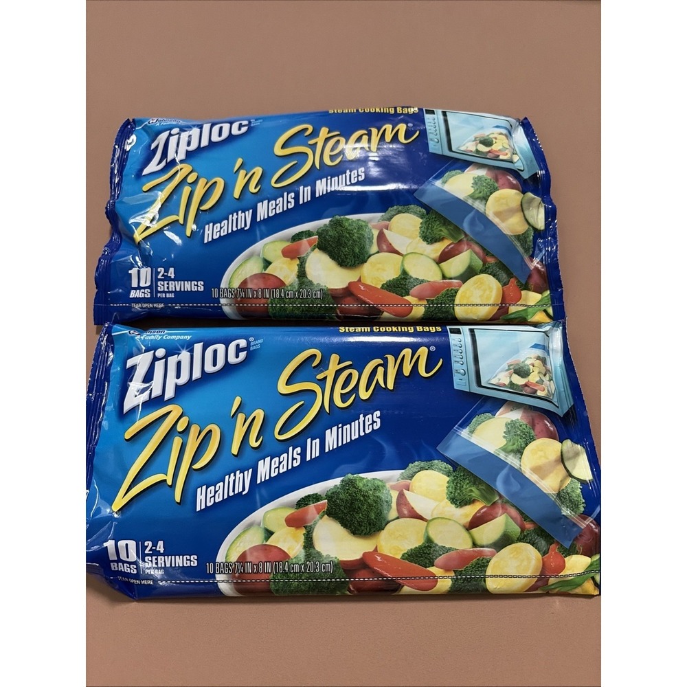 Ziploc Zip 'n Steam Medium Steam Cooking Bags Lot of 2 Packs 20 Total Bags NEW